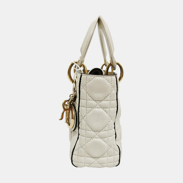 Lady Dior Mini Piel de Cordero Blanca