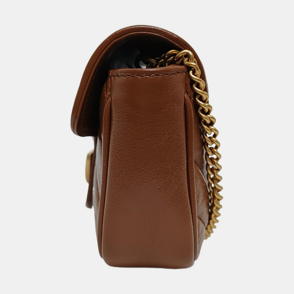 GG Marmont Mini Quilted Calfskin Brown