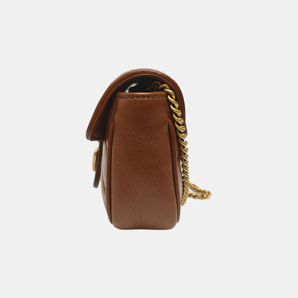 GG Marmont Mini Quilted Calfskin Brown