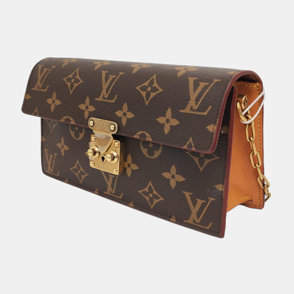 S LOCK Monogram Coated Canvas Brown