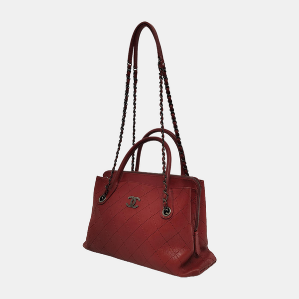 Quilted Grained Calfskin Red
