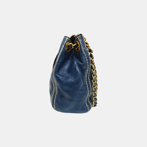 Calfskin Shoulder Bag Blue