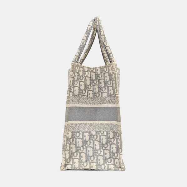 Book Tote Medium Oblique Canvas White