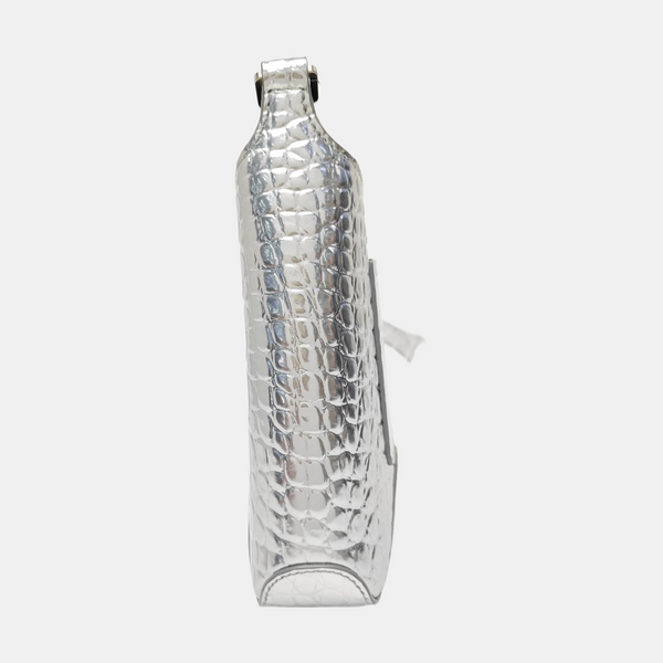 Calfskin Shoulder Bag Small Silver
