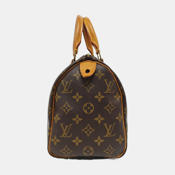 Authenticated pre-owned SPEEDY 25 Monogram Coated Canvas Brown - Top Handle Bag at Looply