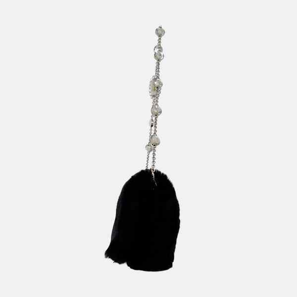 Rabbit Fur Shoulder Bag Black