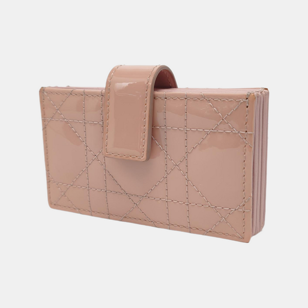 Lady Dior Cannage Patent Leather Pink Card Holder