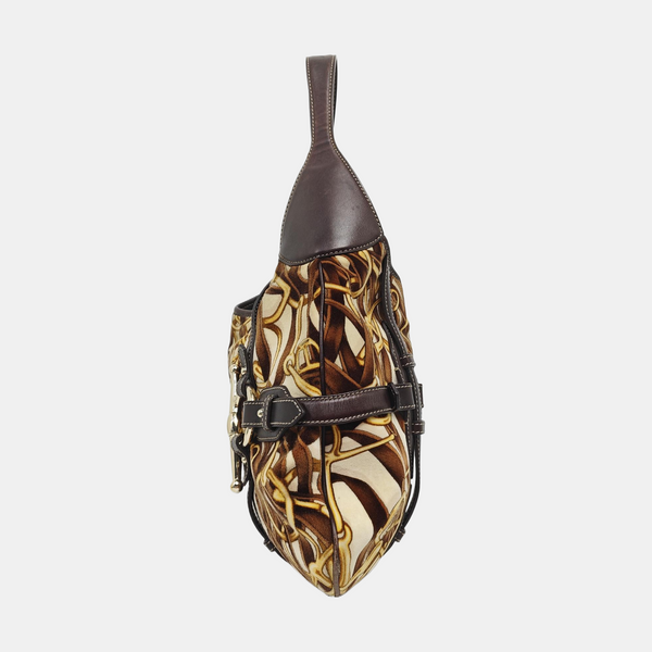 Fabric Top Handle Bag Brown