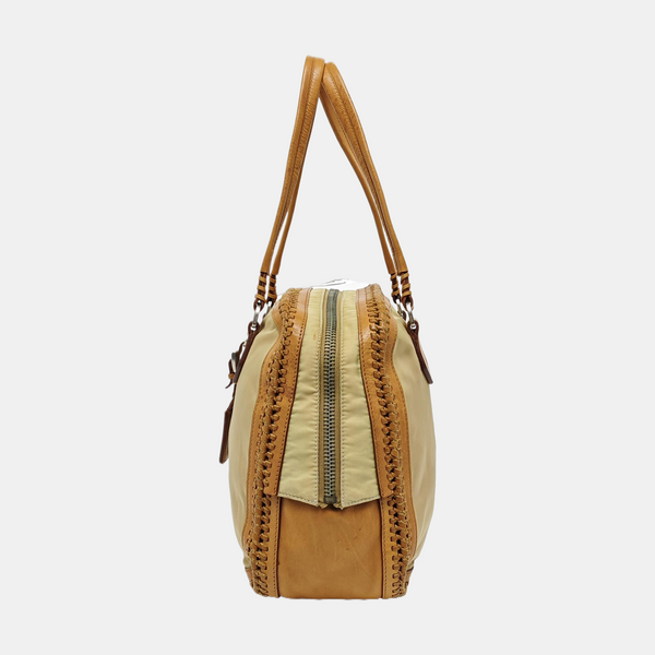 Fabric Top Handle Bag Beige