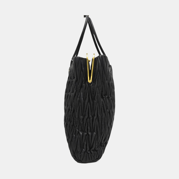 Quilted Lambskin Top Handle Bag Black
