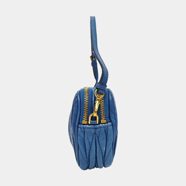 Quilted Lambskin Top Handle Bag Blue
