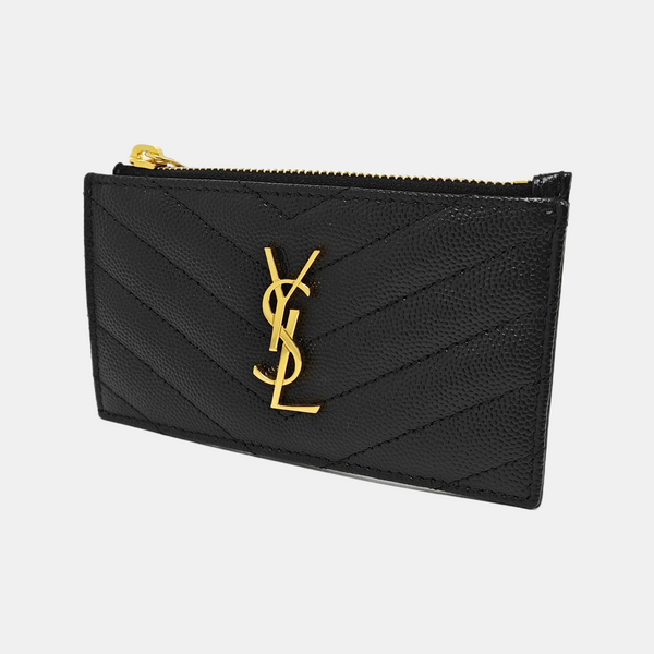 FRAGMENTS Chevron Calfskin Black Card Holder