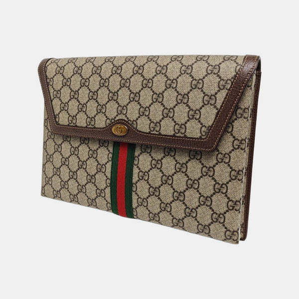 Monogram Coated Canvas Clutch Beige
