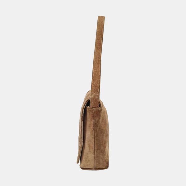 Suede Top Handle Bag Brown