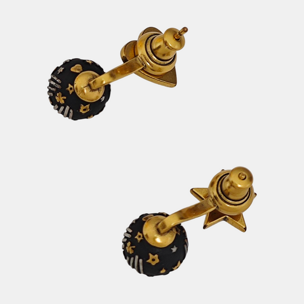 La Petite Tribale Metal Black Stud Earrings