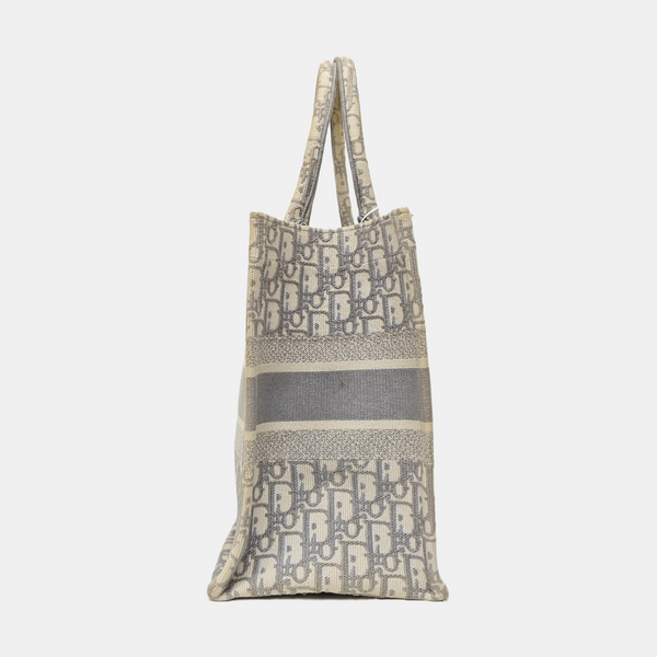 Book Tote Medium Oblique Canvas White