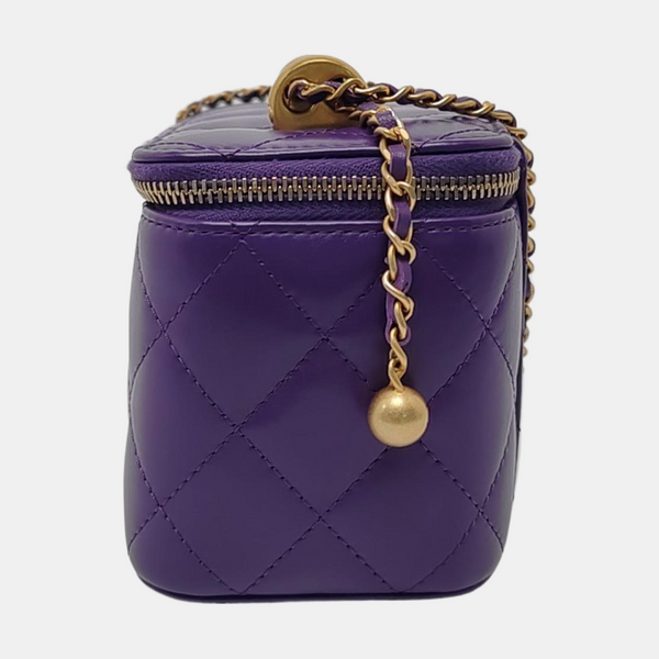 VANITY CASE Small Quilted Calfskin Purple