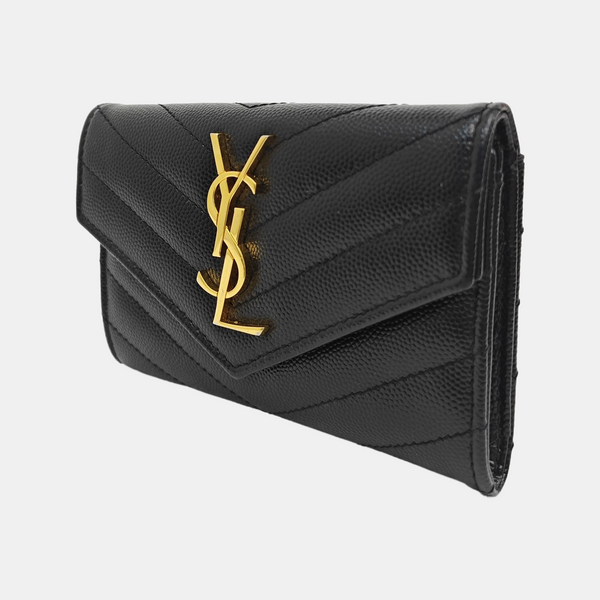 MONOGRAM Chevron Calfskin Black Card Holder