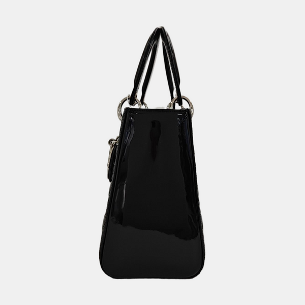 Lady Dior Medium Cannage Patent Leather Black