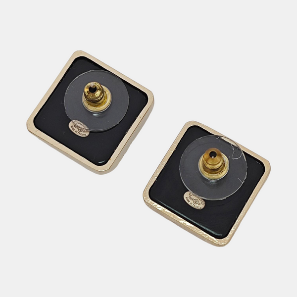 Metal Black Stud Earrings