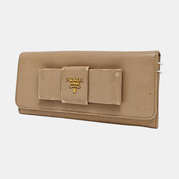 Fiocco Bow Saffiano Calfskin Pink Wallet
