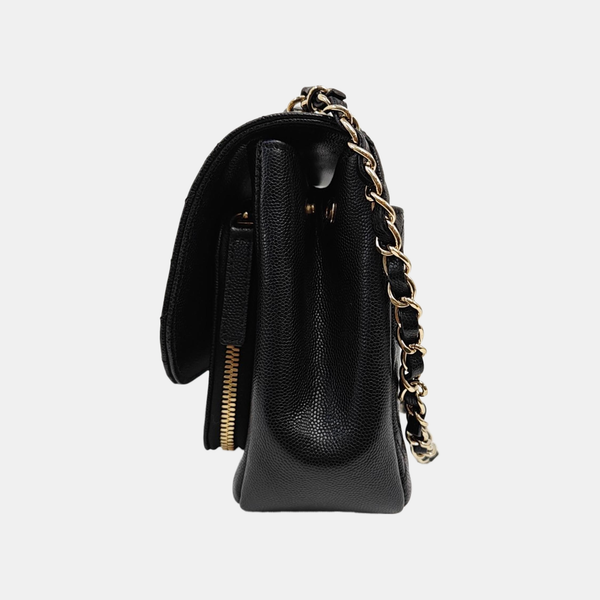 COCO HANDLE Small Quilted Grained Calfskin Black