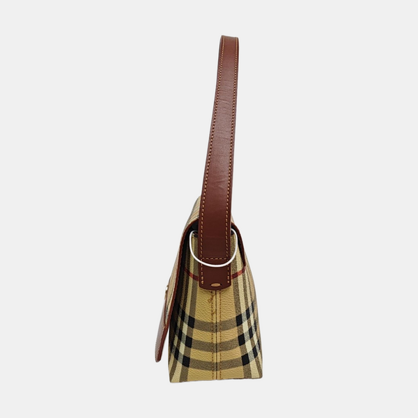Coated Canvas Top Handle Bag Brown