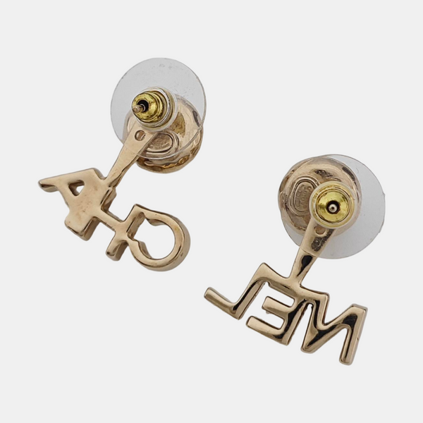 CC Logo Faux Pearl Gold Earrings