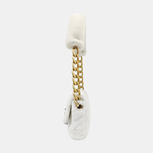 Quilted Sheepskin Shoulder Bag White