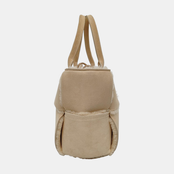Authenticated pre-owned Arco Small Suede Beige - Top Handle Bag at Looply