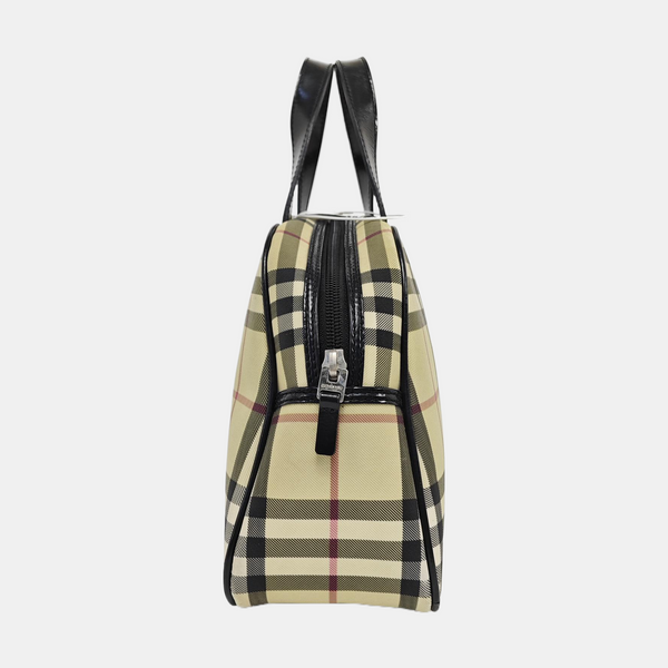 Coated Canvas Top Handle Bag Beige