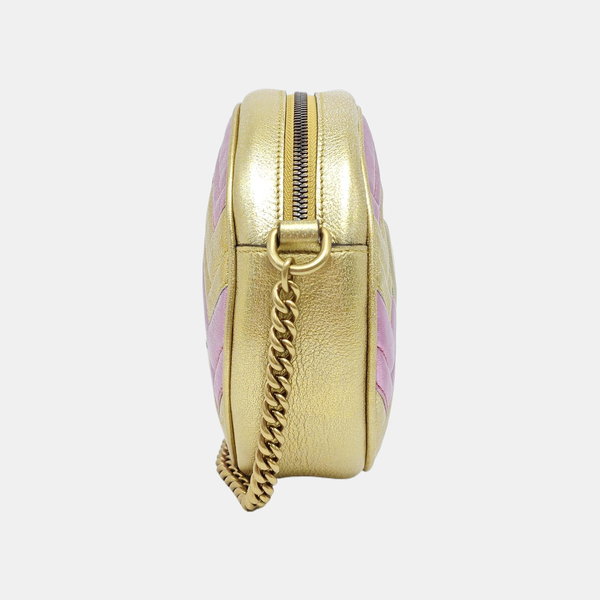 GG Marmont Mini Quilted Calfskin Gold