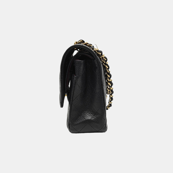 CLASSIC FLAP Medium Quilted Grained Calfskin Black