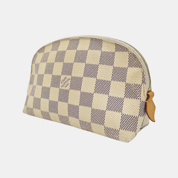 COSMETIC PM Damier Azur Coated Canvas White