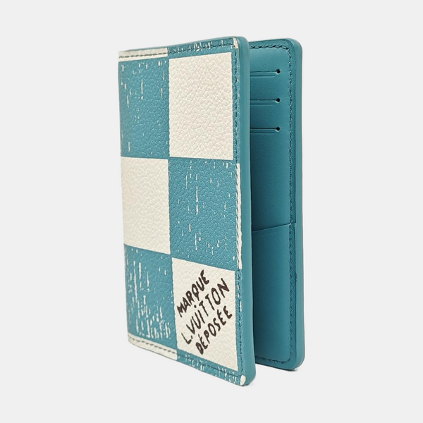 Damier Calfskin Card Holder Green