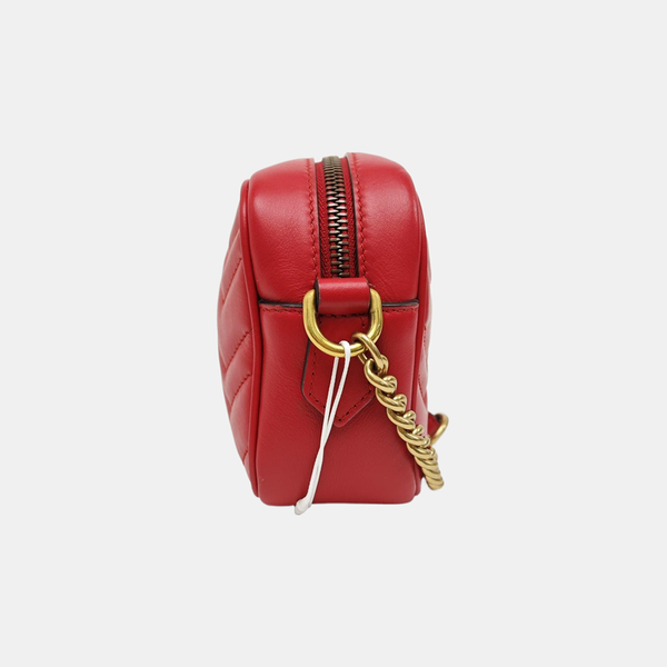 GG Marmont Super Mini Quilted Calfskin Red