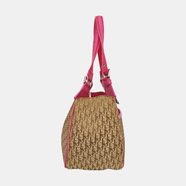 Oblique Canvas Top Handle Bag Beige