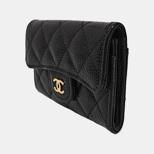 CLASSIC FLAP Quilted Grained Calfskin Black Wallet