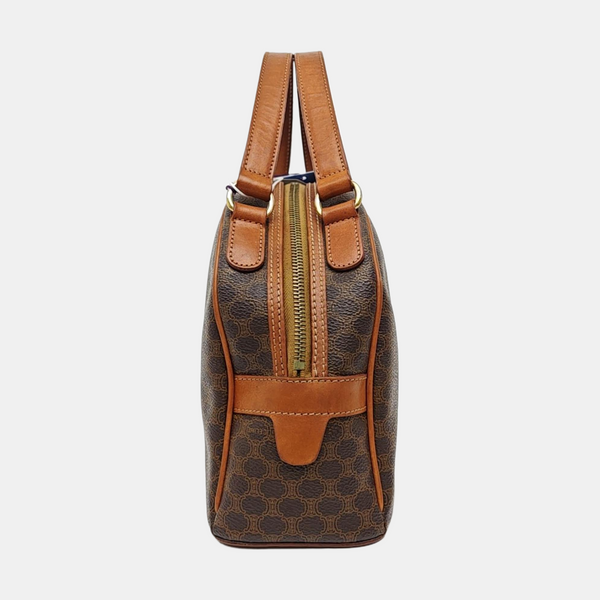 Coated Canvas Top Handle Bag Brown