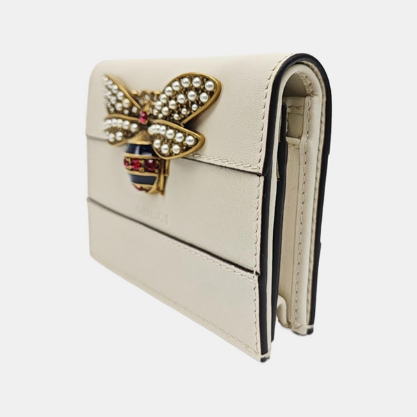 Queen Margaret Calfskin White Card Holder