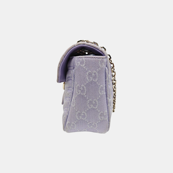 GG Marmont Medium Quilted Denim Purple