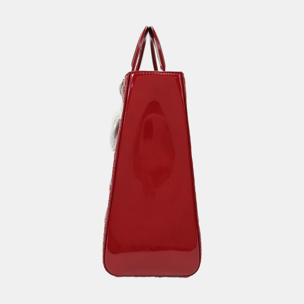 Lady Dior Large Cannage Patent Leather Red