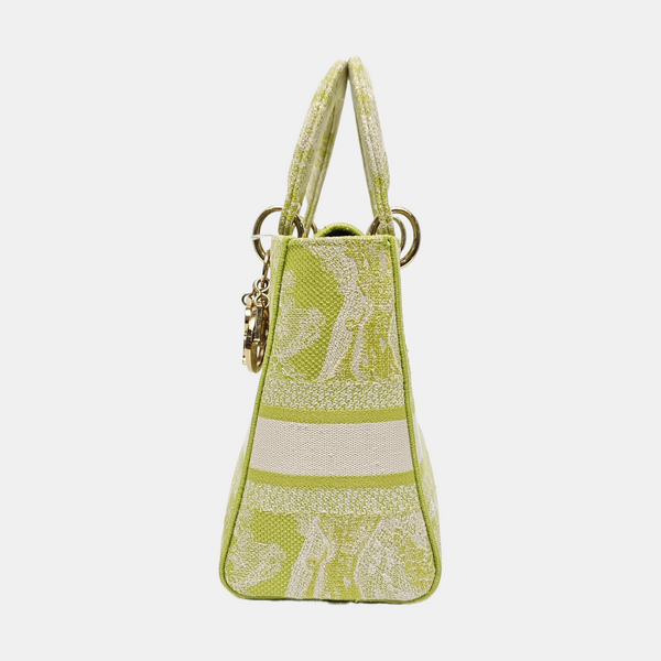 Authenticated pre-owned Lady D-Lite Medium Fabric Green - Tote Bag at Looply