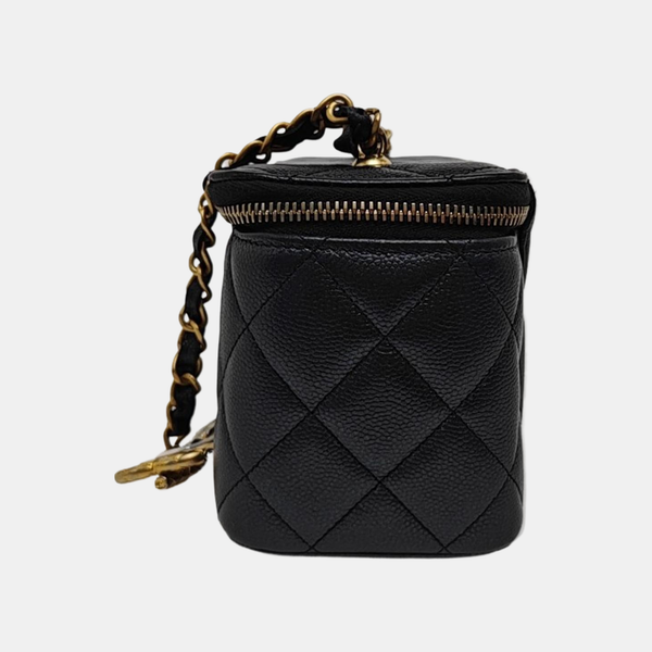 VANITY CASE Small Quilted Grained Calfskin Black