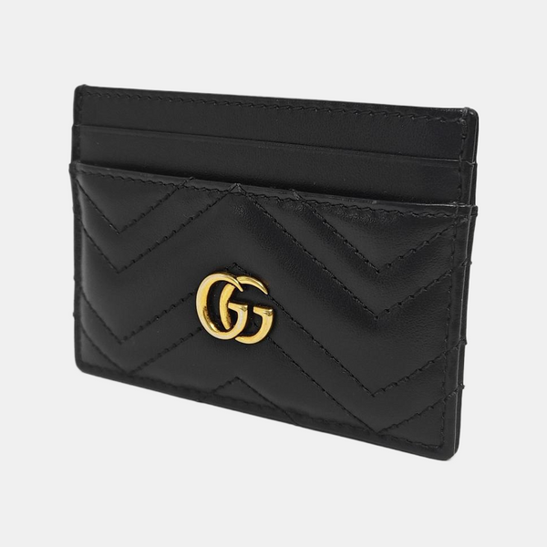 Authenticated pre-owned GG Marmont Quilted Calfskin Black Card Holder - Card Holder at Looply