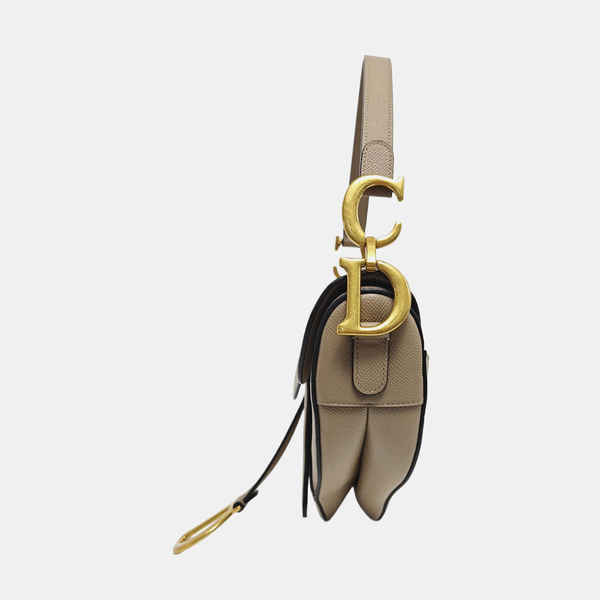 Saddle Small Calfskin Gray