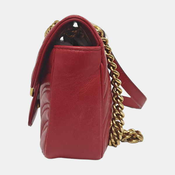 GG Marmont Small Quilted Calfskin Red