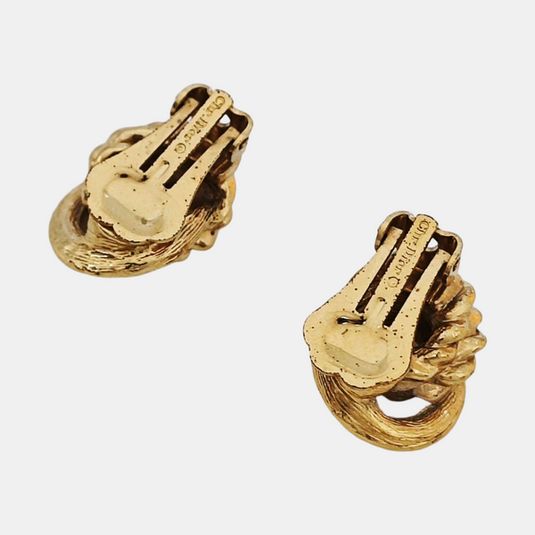 Twist Round Metal Gold Clip On Earrings