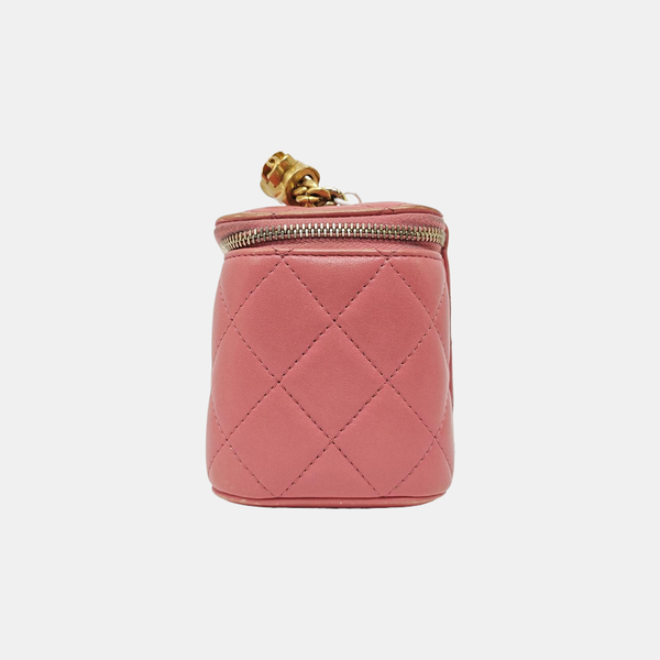 VANITY CASE Small Quilted Lambskin Pink