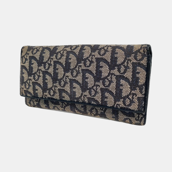 Oblique Coated Canvas Wallet Blue